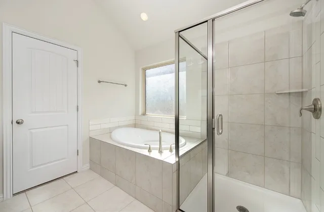 a bathroom with a double vanity sink a mirror and a shower