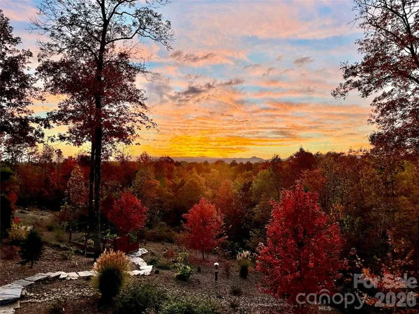 a view of a lake with a patio