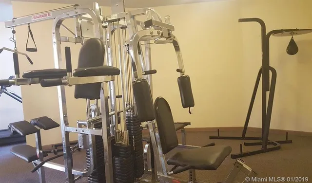 a view of a room with gym equipment