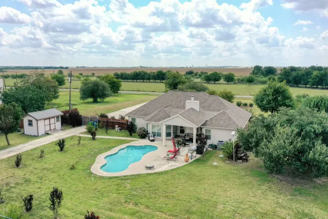 an aerial view of a house