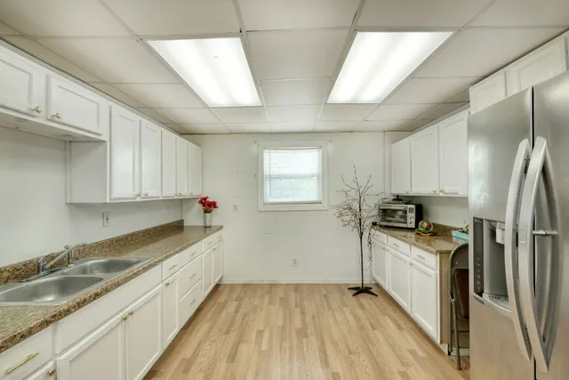 a view of a lake with outdoor space