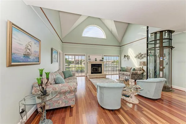 a living room with furniture