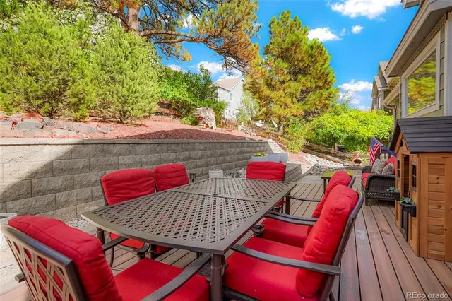 a front view of a house with patio