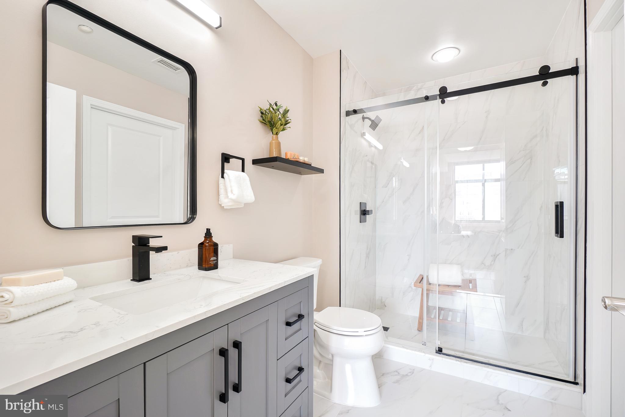11700 Old Georgetown Road, Unit 214 Rockville, MD 20852 - Photo 31 of 44 a bathroom with a toilet a sink and a mirror