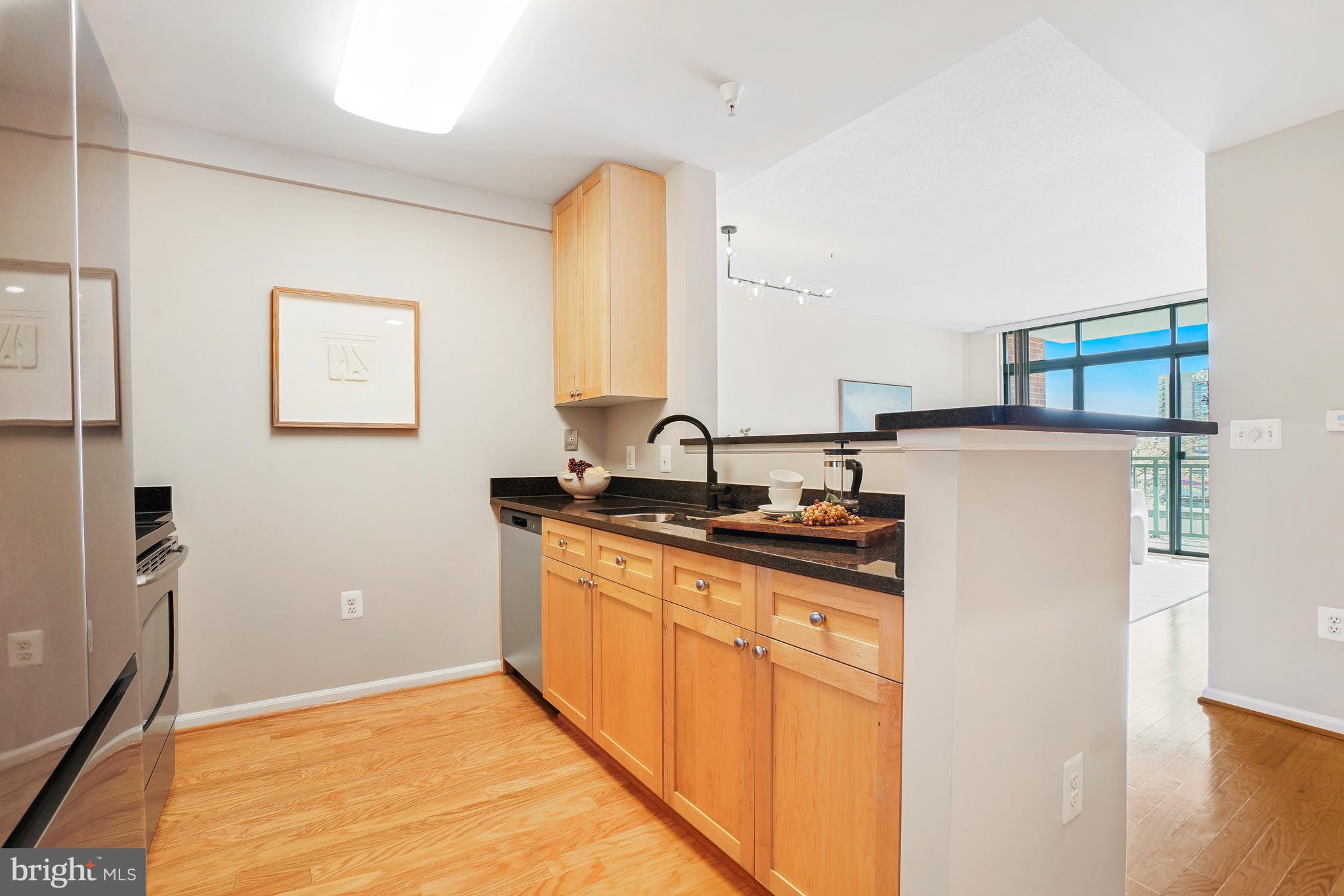 11700 Old Georgetown Road, Unit 214 Rockville, MD 20852 - Photo 10 of 44 a kitchen with stainless steel appliances granite countertop a sink and a refrigerator