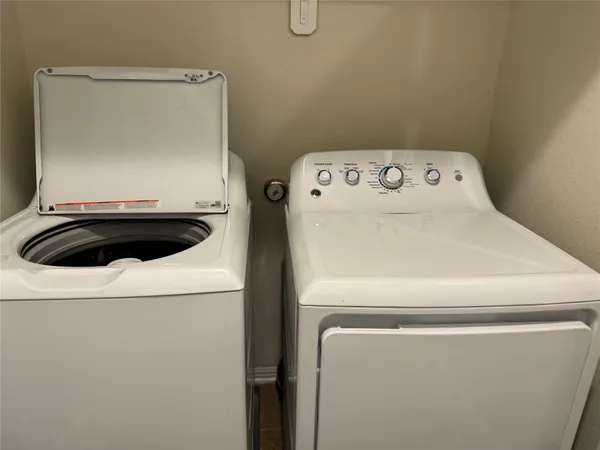 a close up view of washer and dryer