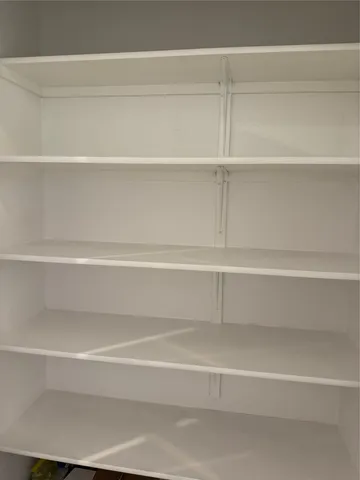 a close up view of closet