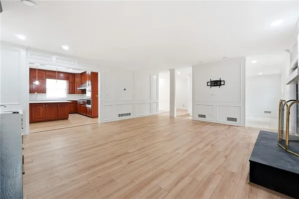 an empty room with windows