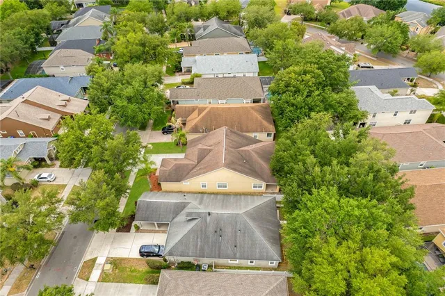 an aerial view of a house