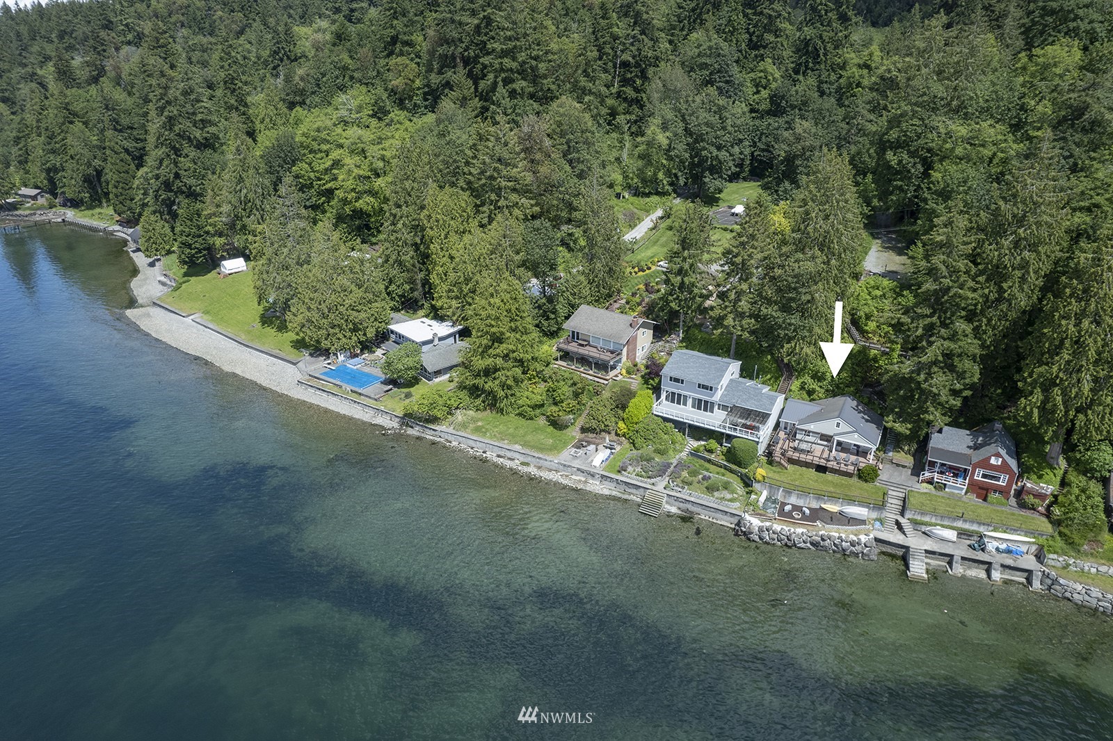 13201 Burma Road Southwest Vashon, WA 98070 - Photo 31 of 31 an aerial view of a house with a garden and lake view