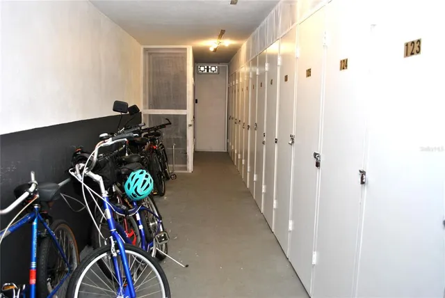 a view of an bike storage