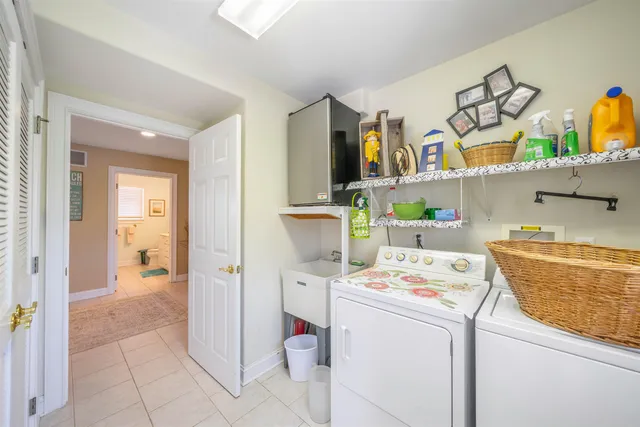a storage room with washer and dryer