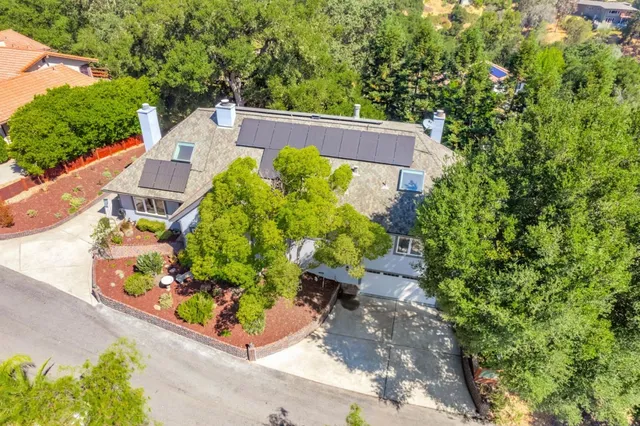 an aerial view of a house