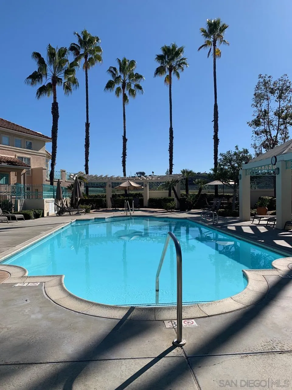 12602 Springbrook Drive, Unit B San Diego, CA 92128 - Photo 20 of 27 a view of a backyard with a tub and palm trees