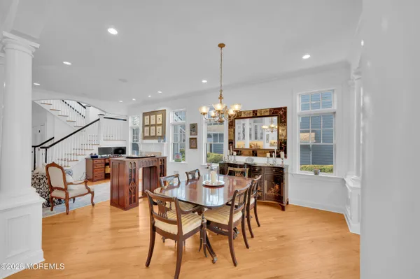 a view of kitchen with wooden floor