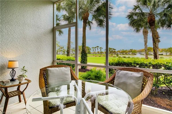 a view of balcony with patio