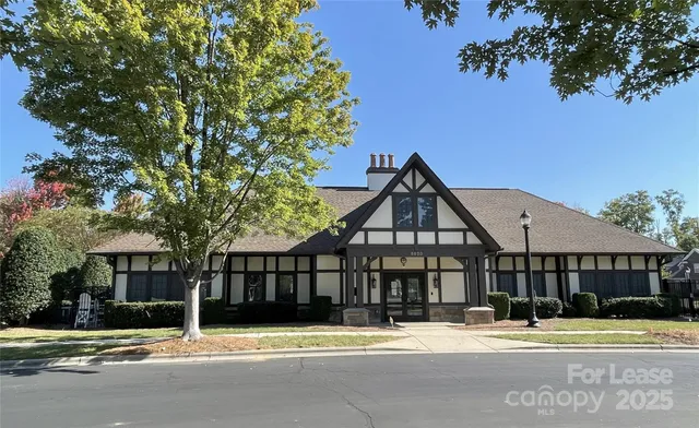 a front view of a building with street view
