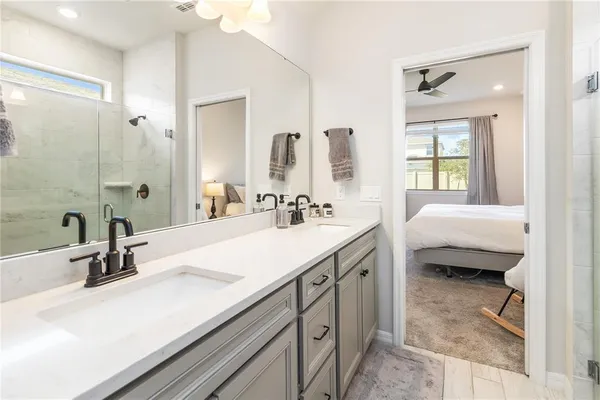a view of bathroom with a shower