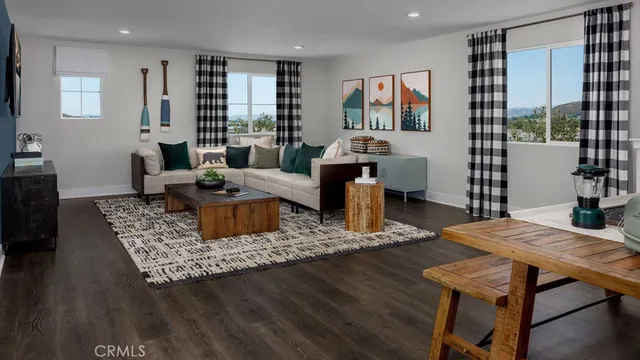 a bedroom with a bed and a lamp with window