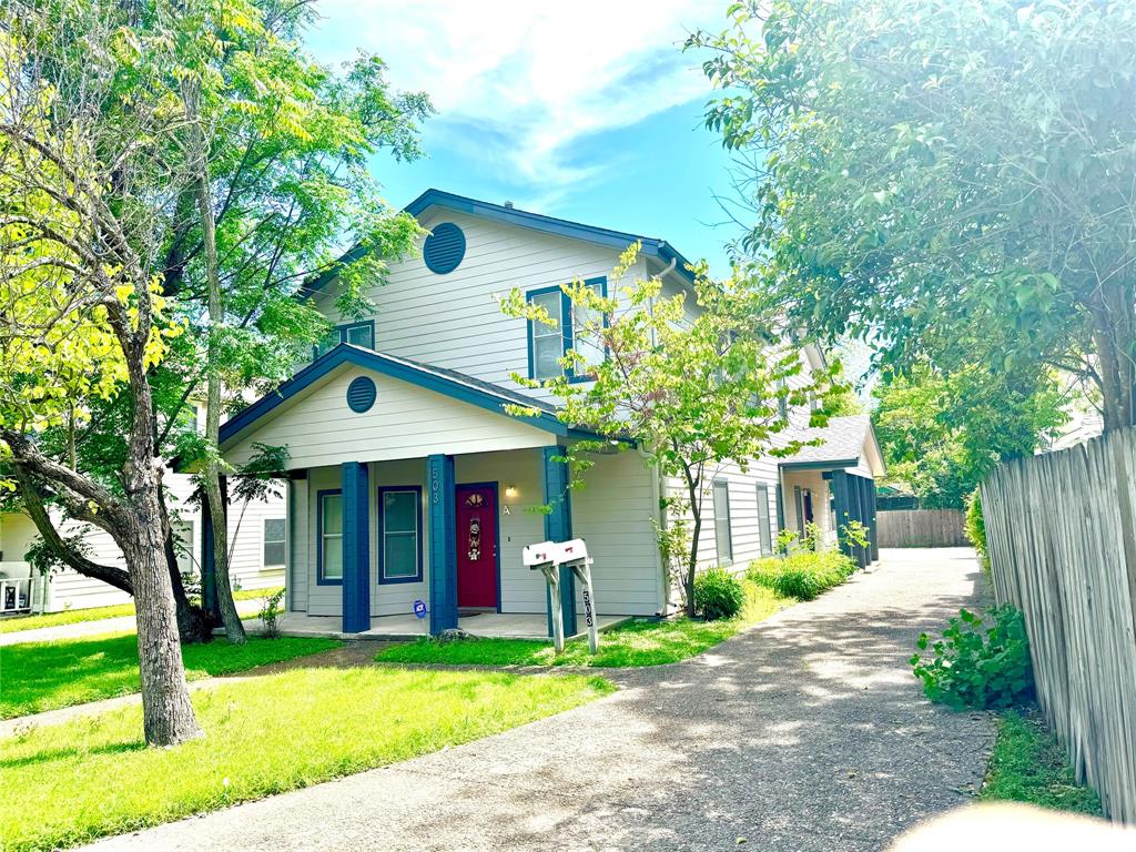 503 East 38th Street, Unit B Austin, TX 78705 - Photo 2 of 11 View of front of house featuring covered porch and driveway