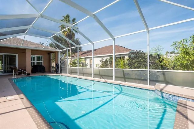 a view of a room with porch and a big yard