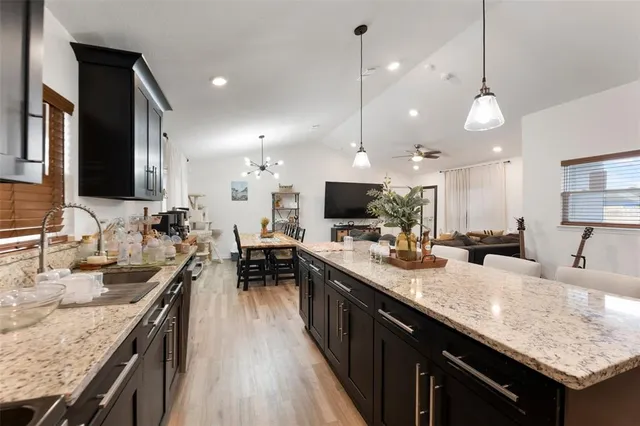 a kitchen with lots of counter space