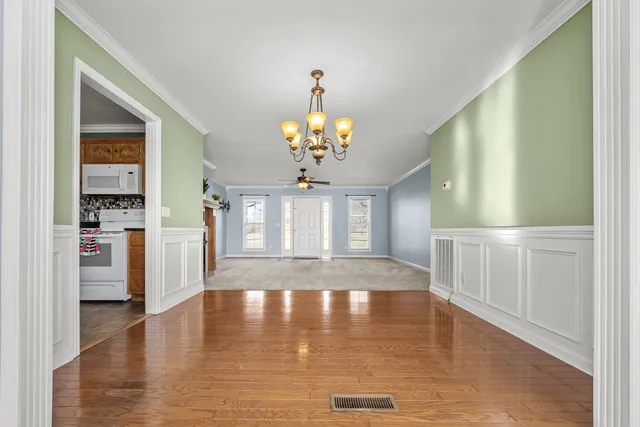 a view of a terrace with trees
