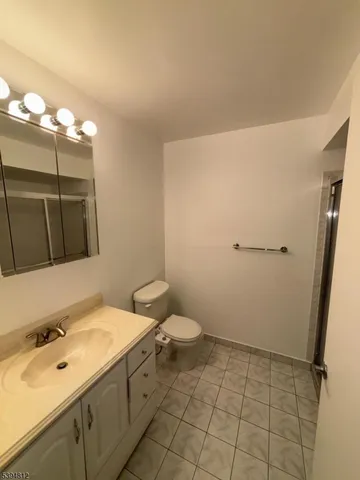 a bathroom with a sink a toilet and mirror