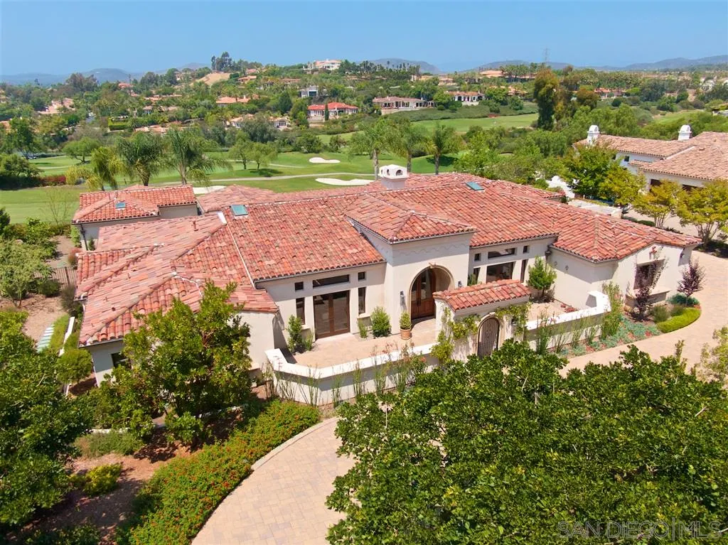 6806 St Andrews Road Rancho Santa Fe, CA 92067 - Photo 25 of 25 an aerial view of a house with a garden and lake view