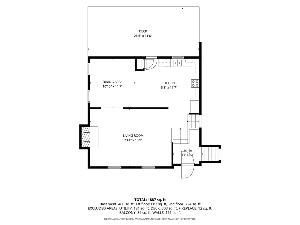 712 Beech Drive Seneca, SC 29678 - Photo 40 of 41 Visualize your future home with this clear, detailed floor plan highlighting the deck, dining, kitchen, and living areas.