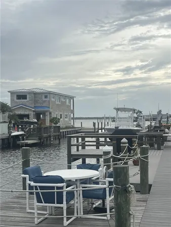 a terrace with a city view