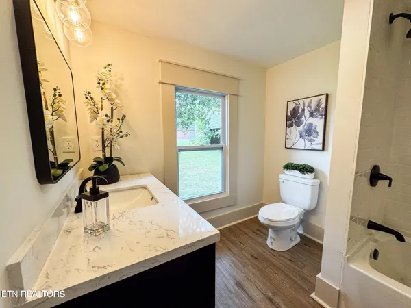 a bathroom with a sink toilet and a mirror