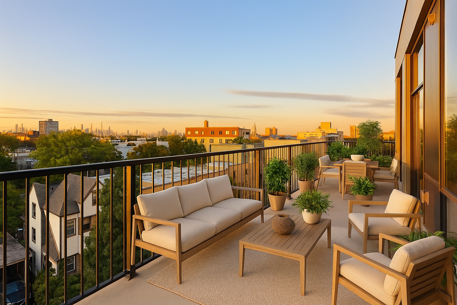 1027 Bushwick Avenue, Unit 2D Brooklyn, NY 11221 - Photo 2 of 14 a view of a balcony with couches and wooden floor
