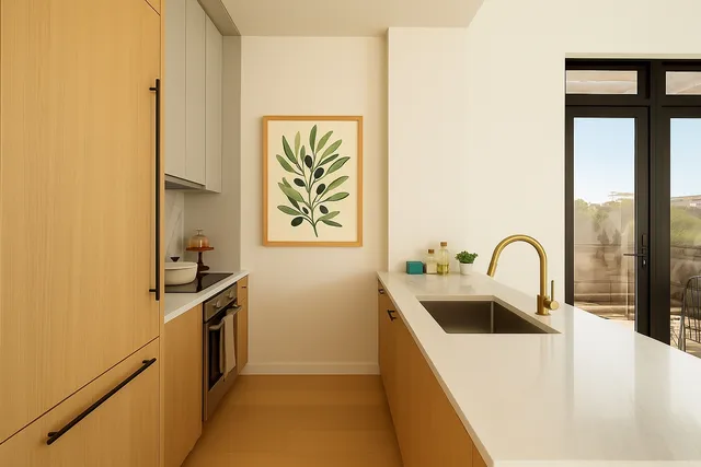 a kitchen with stainless steel appliances granite countertop a stove a sink and white cabinets with wooden floor