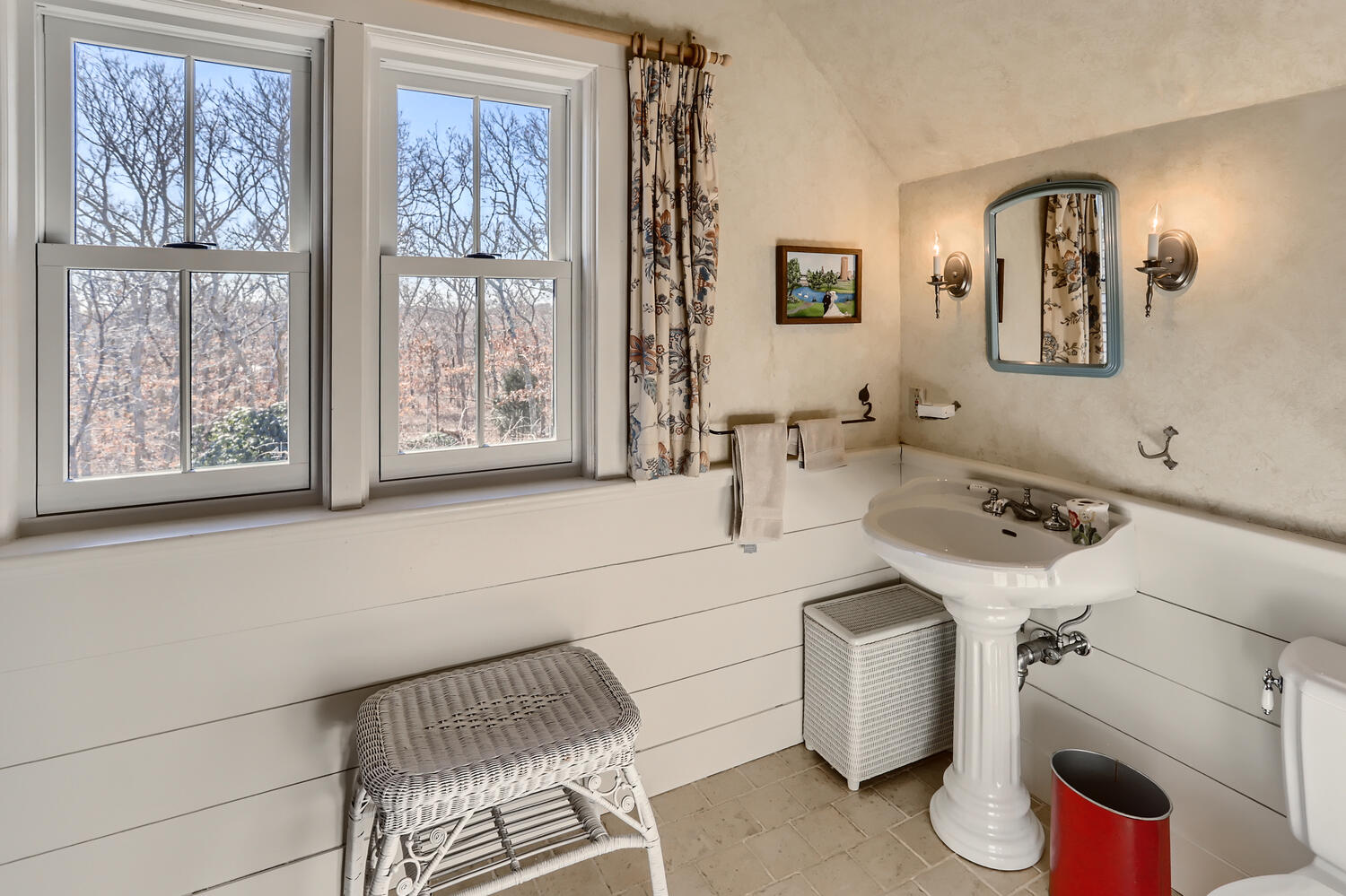 40 Bridle Path Road Vineyard Haven, MA 02568 - Photo 32 of 39 a bathroom with a sink and mirror with bathtub