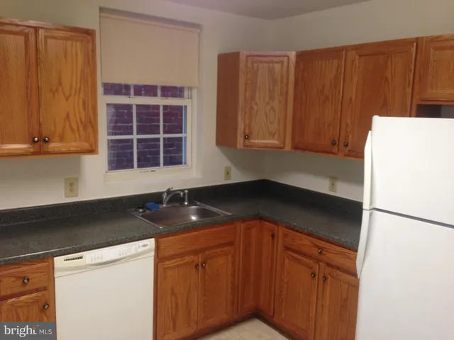 a kitchen with a sink and a refrigerator