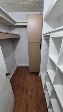 a view of an empty walk in closet