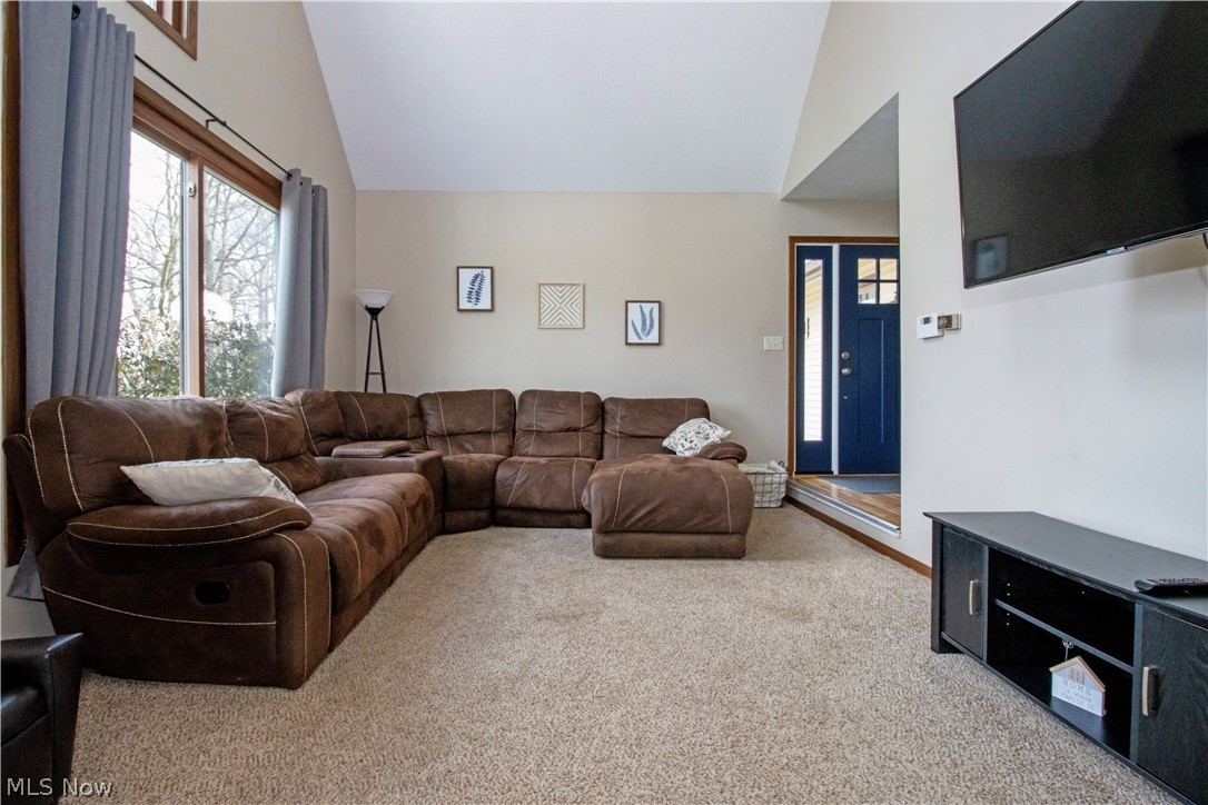 1644 Moore Road Wooster, OH 44691 - Photo 10 of 30 Living room with light carpet and lofted ceiling
