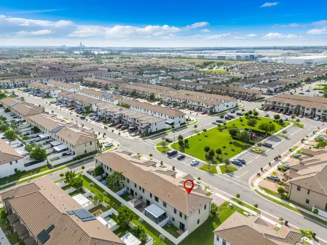 an aerial view of a city