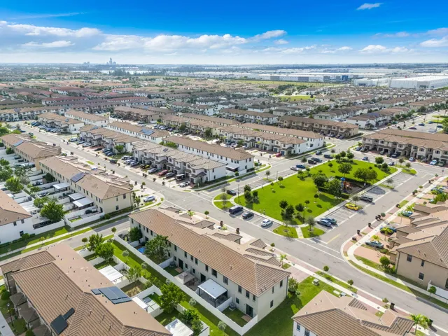 an aerial view of a city