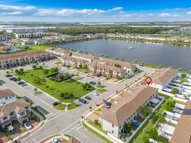 a view of lake with city