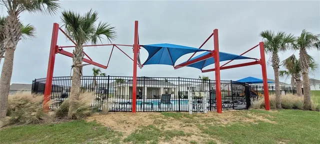 a view of a park with slide