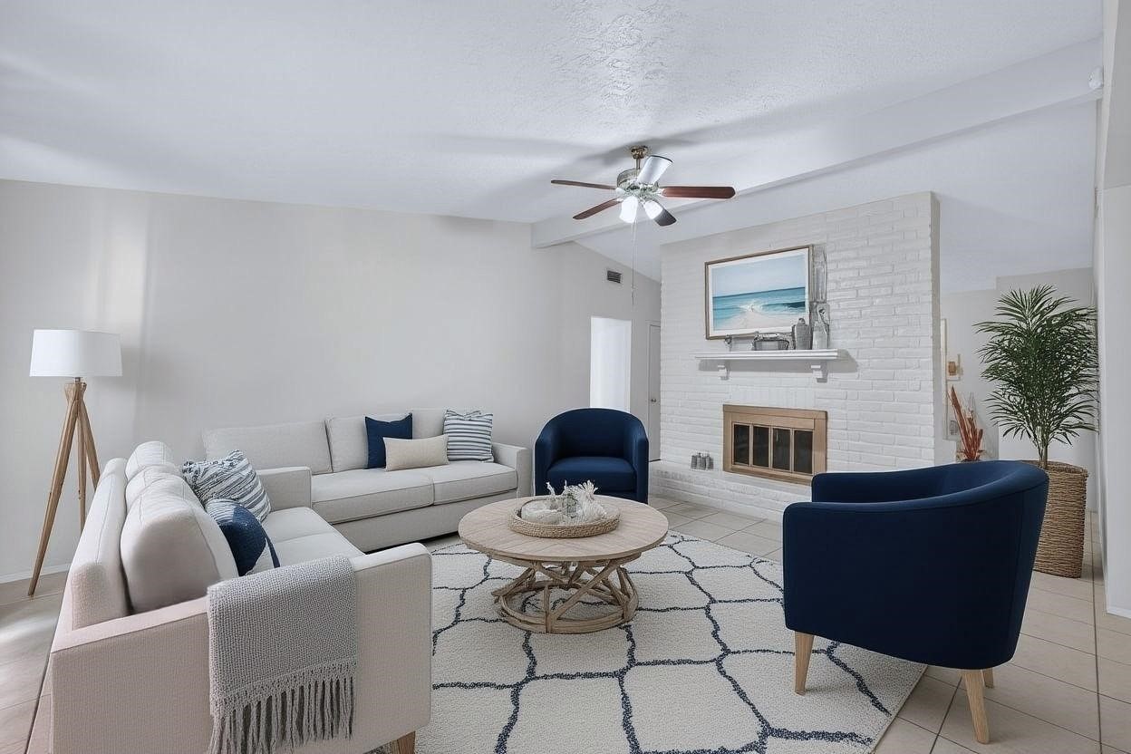8638 Little River Road Houston, TX 77064 - Photo 4 of 14 a living room with furniture a fireplace and a table