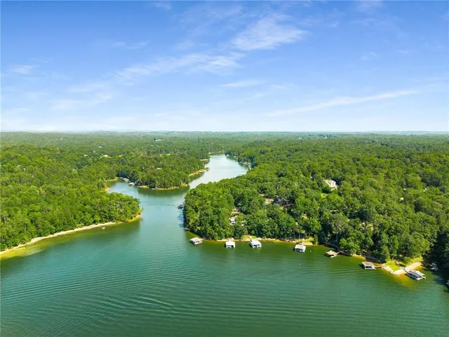 an aerial view of a houses with ocean view