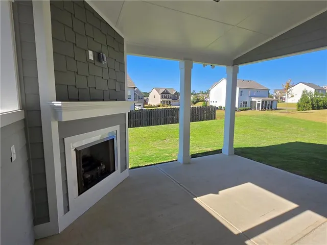 a view of a room with an empty space and garden