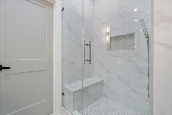 a bathroom with a shower