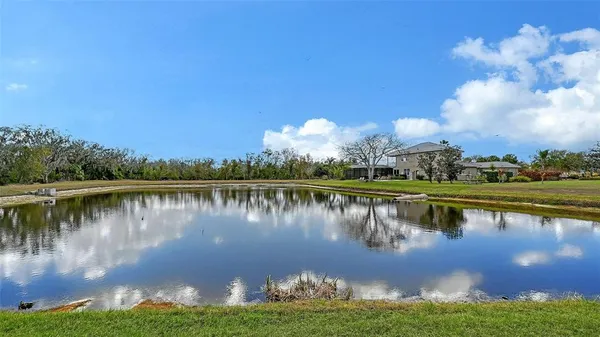 an aerial view of a house with a garden