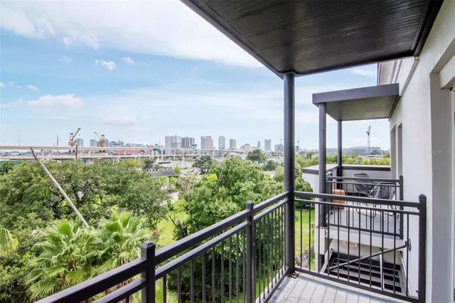 a view of a building along a street