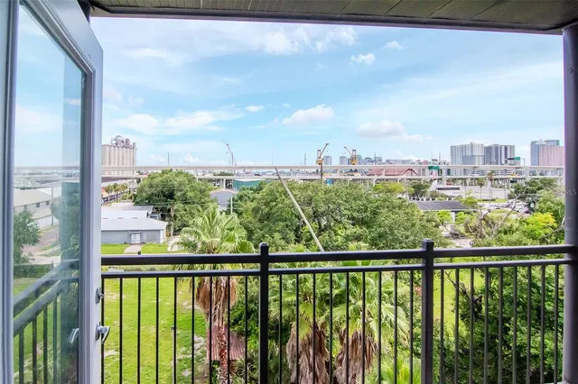 a view of a building with a street view