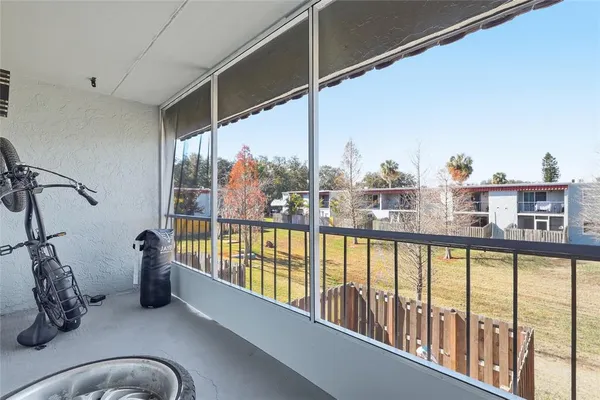 a view of a city from a balcony